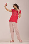 Sweet Moon Knit Cotton Pyjama Set - Cream Tomatored — thumbnail 4